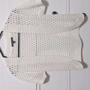 White Suzy Shier short sleeve eyelet sweater extra small